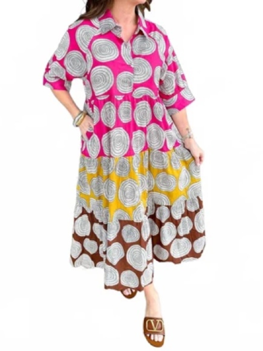 Uncle Frank Maximalist Midi Dress, Multicolored, Cotton, Size Small